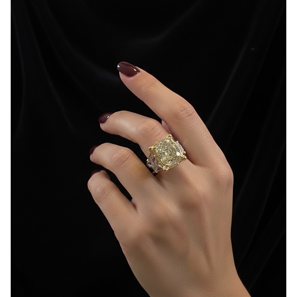 JTV CS 9.25 Sterling Silver Yellow Labradorite Bamboo Zirconia Ring Size 5